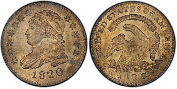 1820 Capped Bust Dime. JR-10. Small 0. MS-65+ (PCGS). 